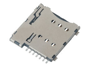 MICRO SIM CARD 6P PUSH PUSH SMT H=1.35mm 带（无）检测脚 有柱