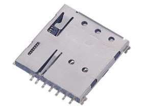 NANO SIM CARD 6P PUSH PUSH SMT H=1.35mm 带检测脚带柱